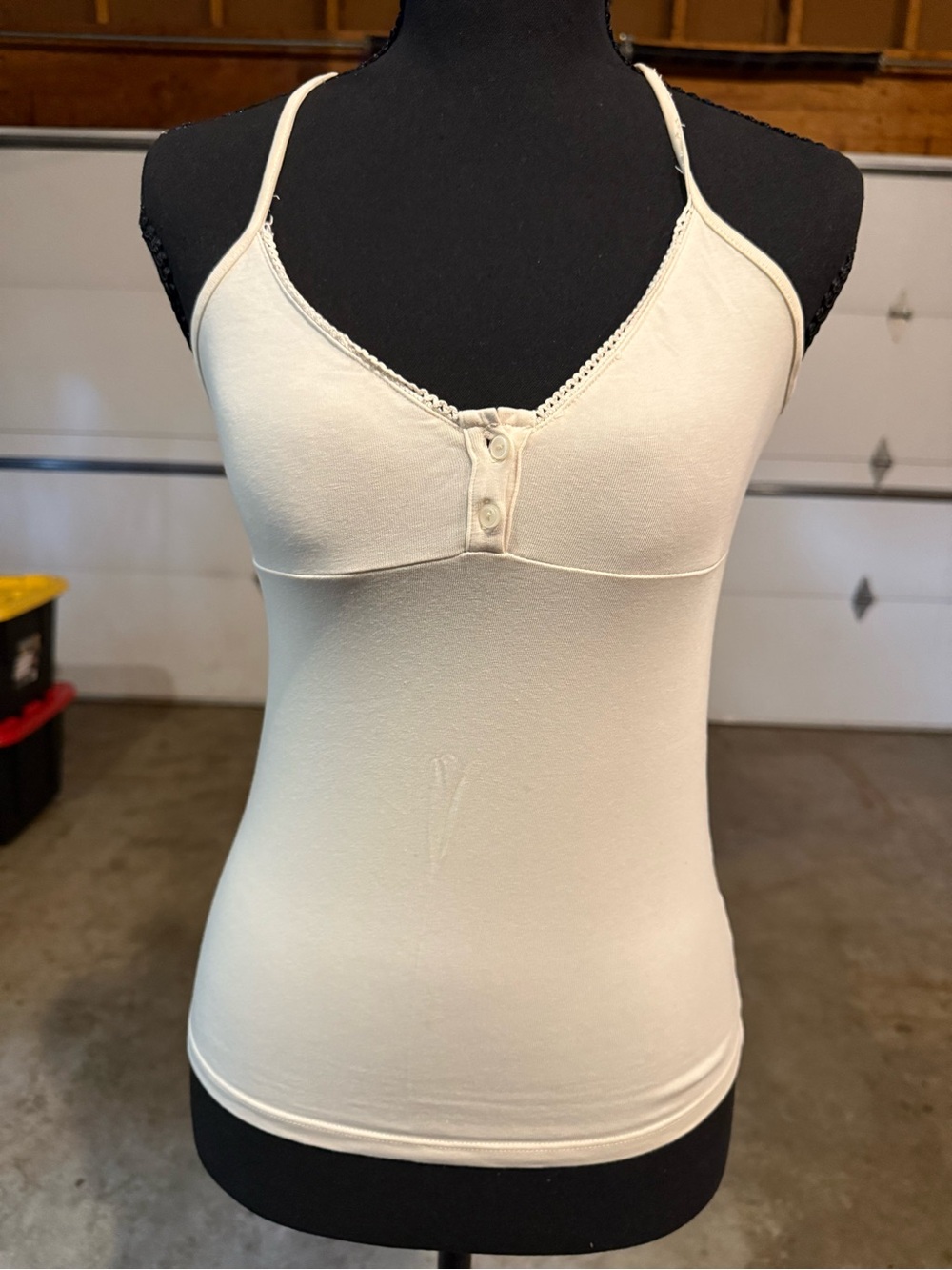 PacSun Cream Spaghetti-Strap Camisole with Button Front